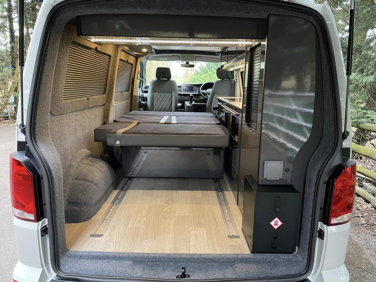 VW T6.1 LWB Auto Highline Delivery Miles Sliding Bed March Woodstock Campers